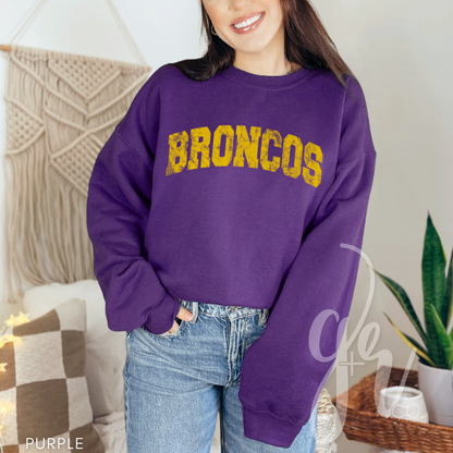 NEW! Distressed Varsity Broncos (Tees+Sweatshirts)