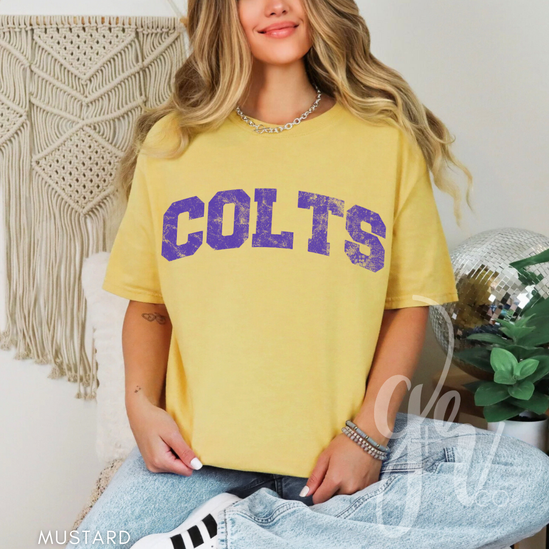 NEW! Distressed Varsity Colts (Tees+Sweatshirts)