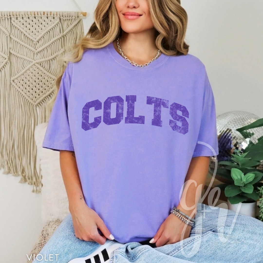 NEW! Distressed Varsity Colts (Tees+Sweatshirts)