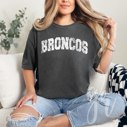 NEW! Distressed Varsity Broncos (Tees+Sweatshirts)