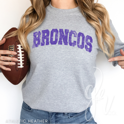 NEW! Distressed Varsity Broncos (Tees+Sweatshirts)