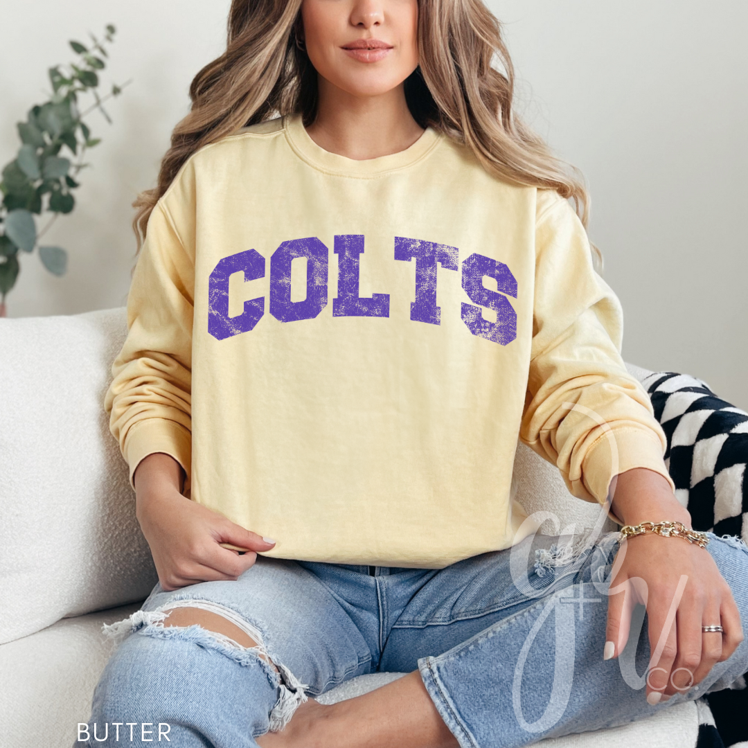 NEW! Distressed Varsity Colts (Tees+Sweatshirts)