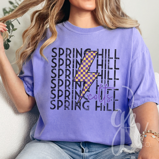 Sample School Spirit Checkered Bolt