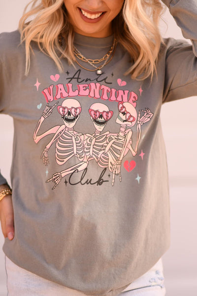 Anti Valentine Club Long Sleeve Comfort Colors Tee