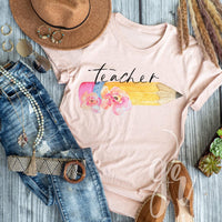 Teacher - Floral Pencil