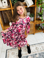 Matching Tiered Floral Dress in Berry (RTS)