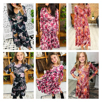 Matching Tiered Floral Dress in Berry (RTS)