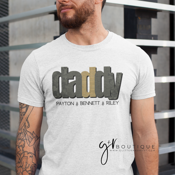 Custom Outdoors Daddy + Names Tee