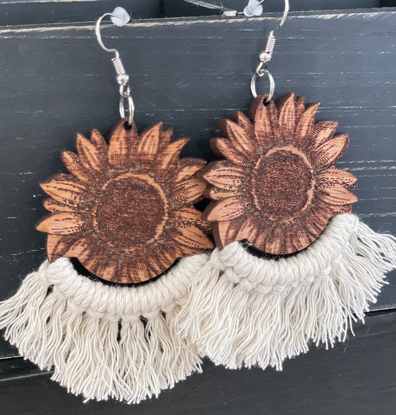 Sunflower Macrame Earrings