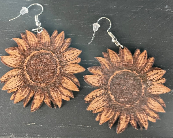 Sunflower Wood Earrings