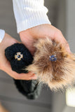 Rib Knit Beanie With Detachable Pom Pom In Black