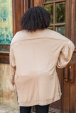 Stefanie Open Front Balloon Sleeve Cardigan In Taupe