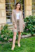 Stefanie Open Front Balloon Sleeve Cardigan In Taupe