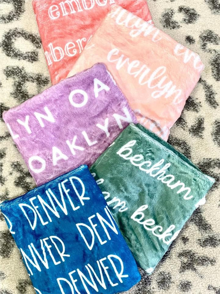 Custom Name Plush Minky Blankets