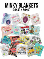 CUSTOM MINKY BLANKETS (Multiple Designs)